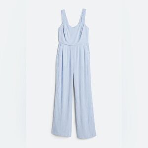 Market & Spruce Light Blue Striped Jaida Smocked Back Jumpsuit - Size Medium